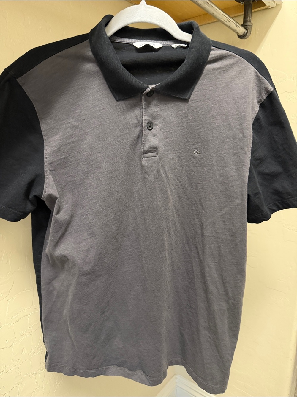 Calvin Klein Gray Front with Black Collar & Sleeves Polo